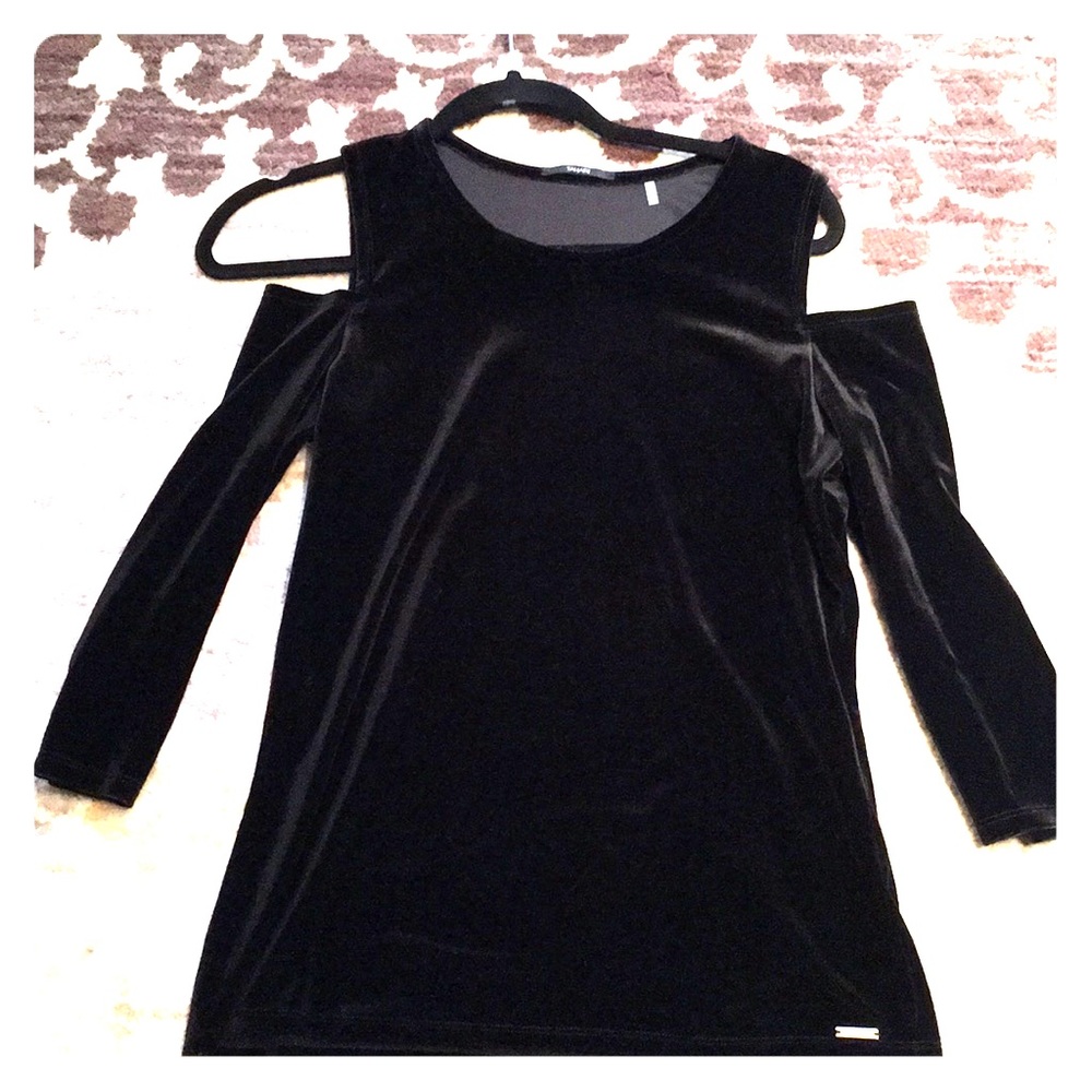 Tahari Velvet Cold Shoulder Top